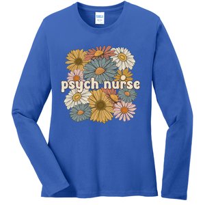 Groovy Psych Nurse Flowers Psychiatric Nursing Cute Gift Ladies Long Sleeve Shirt