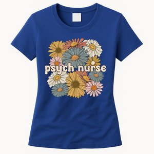 Groovy Psych Nurse Flowers Psychiatric Nursing Cute Gift Women's T-Shirt