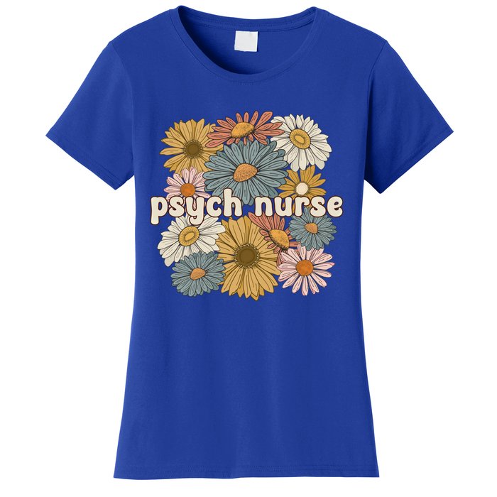 Groovy Psych Nurse Flowers Psychiatric Nursing Cute Gift Women's T-Shirt