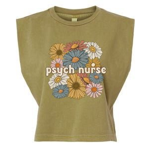 Groovy Psych Nurse Flowers Psychiatric Nursing Cute Gift Garment-Dyed Women's Muscle Tee