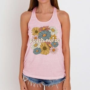 Groovy Psych Nurse Flowers Psychiatric Nursing Cute Gift Women's Knotted Racerback Tank