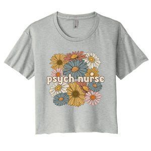 Groovy Psych Nurse Flowers Psychiatric Nursing Cute Gift Women's Crop Top Tee