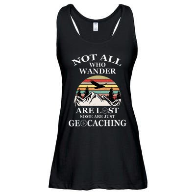 Geocaching Product Not All Who Wander Are Lost Geocacher Ladies Essential Flowy Tank