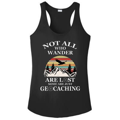 Geocaching Product Not All Who Wander Are Lost Geocacher Ladies PosiCharge Competitor Racerback Tank