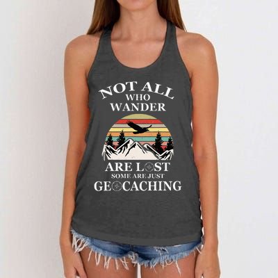 Geocaching Product Not All Who Wander Are Lost Geocacher Women's Knotted Racerback Tank