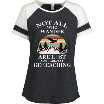 Geocaching Product Not All Who Wander Are Lost Geocacher Enza Ladies Jersey Colorblock Tee