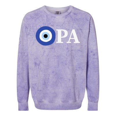 Greek Pride Opa Evil Eye Colorblast Crewneck Sweatshirt