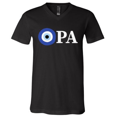 Greek Pride Opa Evil Eye V-Neck T-Shirt