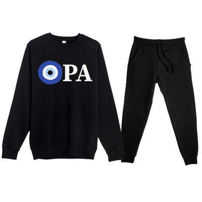 Greek Pride Opa Evil Eye Premium Crewneck Sweatsuit Set