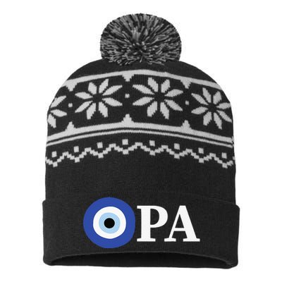 Greek Pride Opa Evil Eye USA-Made Snowflake Beanie