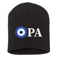 Greek Pride Opa Evil Eye Short Acrylic Beanie