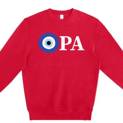 Greek Pride Opa Evil Eye Premium Crewneck Sweatshirt