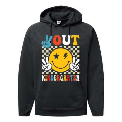 Groovy Peace Out Kindergarten Graduation Last Day Of School Performance Fleece Hoodie