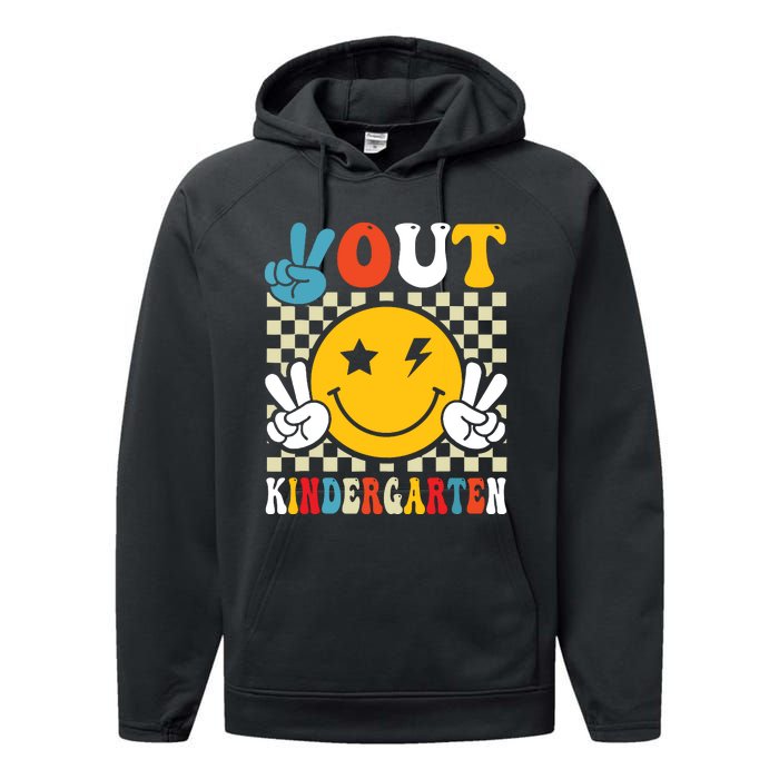 Groovy Peace Out Kindergarten Graduation Last Day Of School Performance Fleece Hoodie