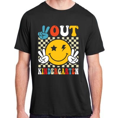 Groovy Peace Out Kindergarten Graduation Last Day Of School Adult ChromaSoft Performance T-Shirt