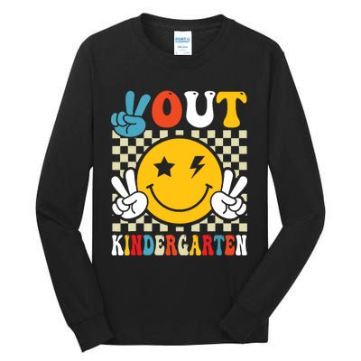 Groovy Peace Out Kindergarten Graduation Last Day Of School Tall Long Sleeve T-Shirt