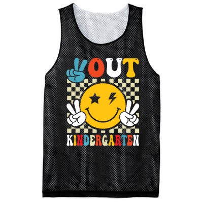 Groovy Peace Out Kindergarten Graduation Last Day Of School Mesh Reversible Basketball Jersey Tank