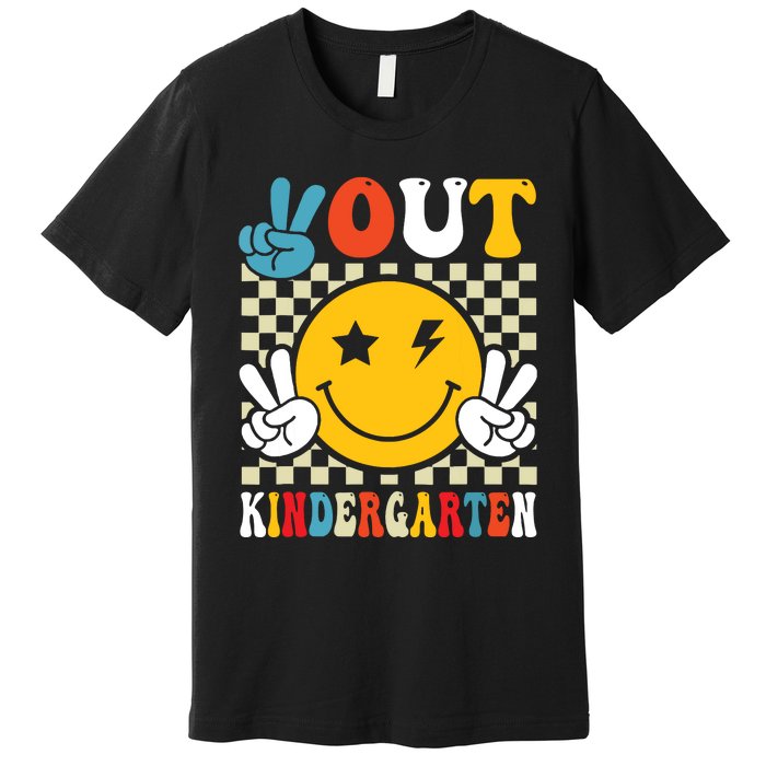 Groovy Peace Out Kindergarten Graduation Last Day Of School Premium T-Shirt