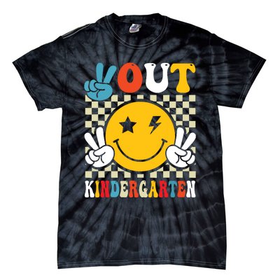 Groovy Peace Out Kindergarten Graduation Last Day Of School Tie-Dye T-Shirt