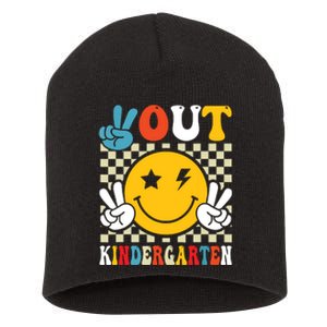 Groovy Peace Out Kindergarten Graduation Last Day Of School Short Acrylic Beanie