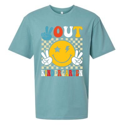 Groovy Peace Out Kindergarten Graduation Last Day Of School Sueded Cloud Jersey T-Shirt