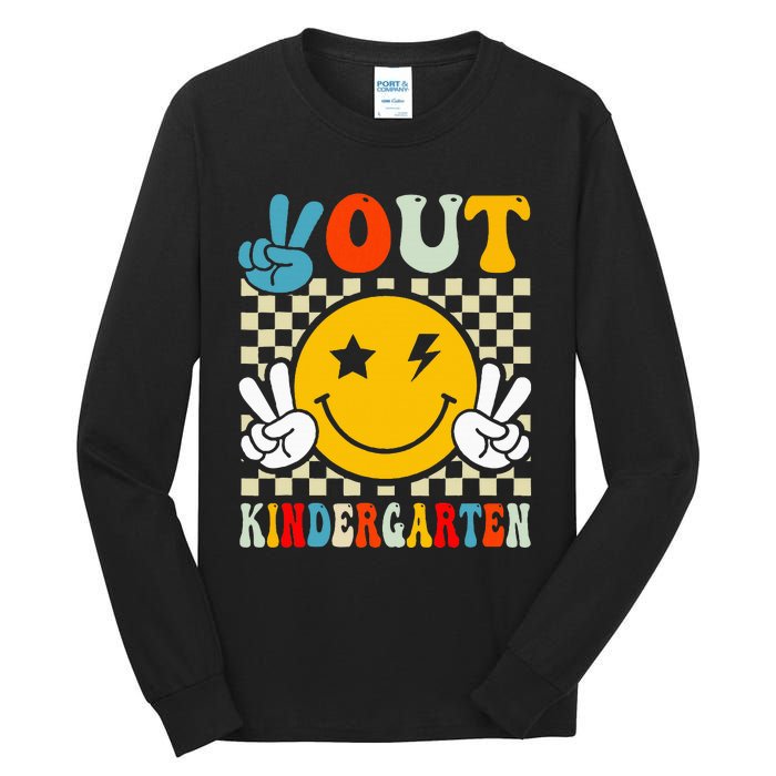 Groovy Peace Out Kindergarten Graduation Tall Long Sleeve T-Shirt