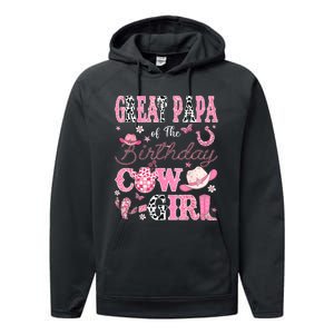 Great Papa Of The Birthday Cowgirl Western Rodeo Great Papa Performance Fleece Hoodie