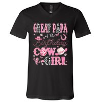 Great Papa Of The Birthday Cowgirl Western Rodeo Great Papa V-Neck T-Shirt