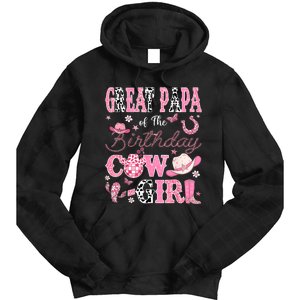 Great Papa Of The Birthday Cowgirl Western Rodeo Great Papa Tie Dye Hoodie