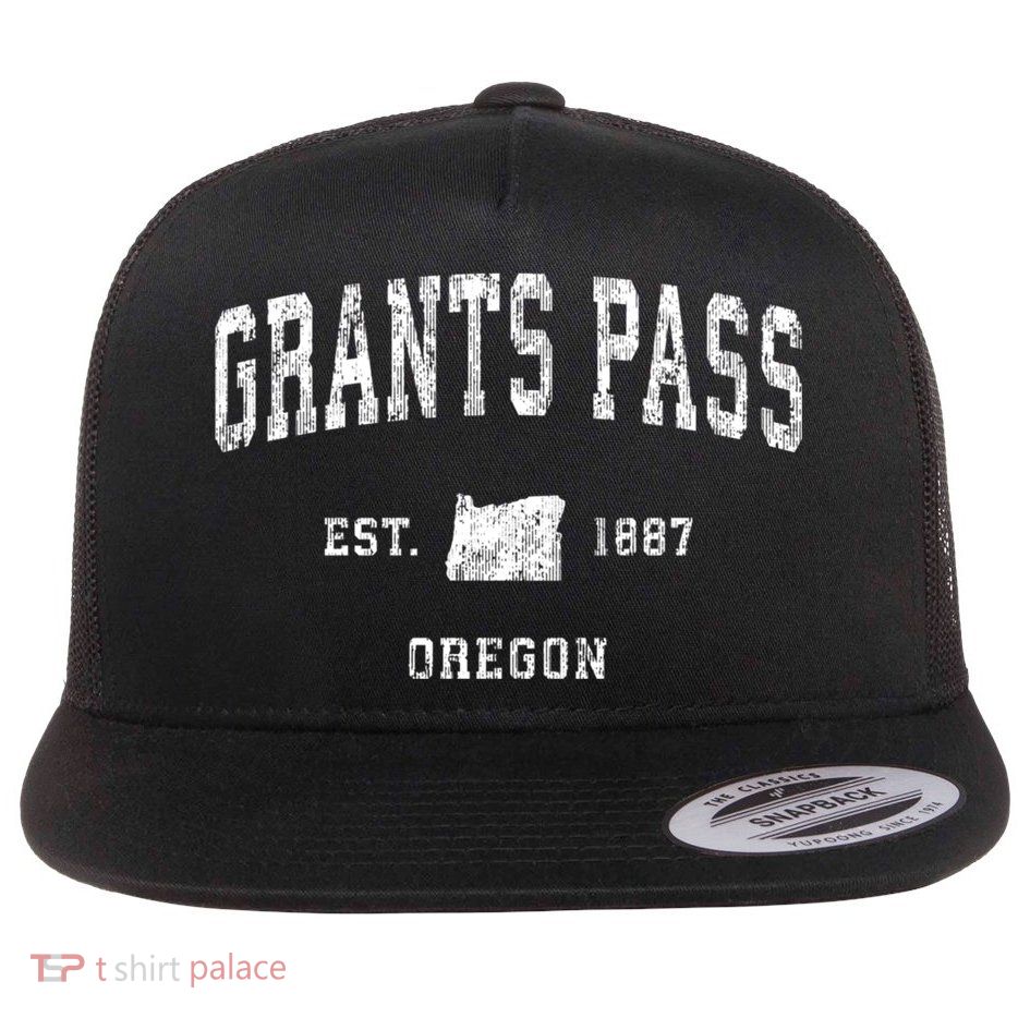 Grants Pass Oregon Or Vintage Sports Flatbill Hat