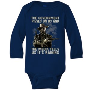 Government Pisses On Us And The Media Tell Us ItS Raining Baby Long Sleeve Bodysuit