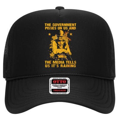 Government Pisses On Us And The Media Tell Us Its Raining High Crown Mesh Back Trucker Hat