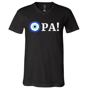 Greek Pride Opa Evil Eye Hellas Greece Gift V-Neck T-Shirt