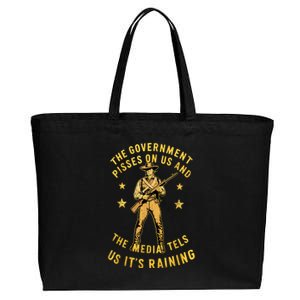 Government Pisses On Us And The Media Tell Us ItS Raining Cotton Canvas Jumbo Tote