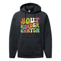 Groovy Peace Out Kindergarten Teacher Last Day Of School Performance Fleece Hoodie