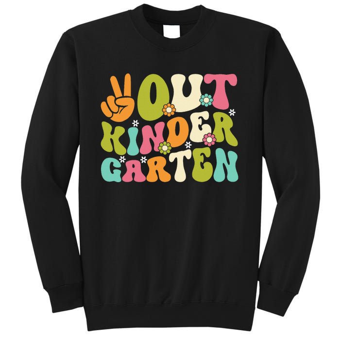 Groovy Peace Out Kindergarten Teacher Last Day Of School Sweatshirt