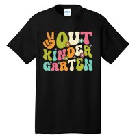 Groovy Peace Out Kindergarten Teacher Last Day Of School Tall T-Shirt