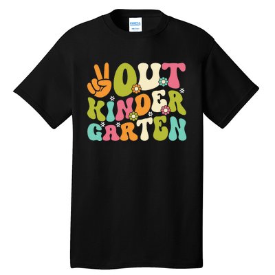 Groovy Peace Out Kindergarten Teacher Last Day Of School Tall T-Shirt