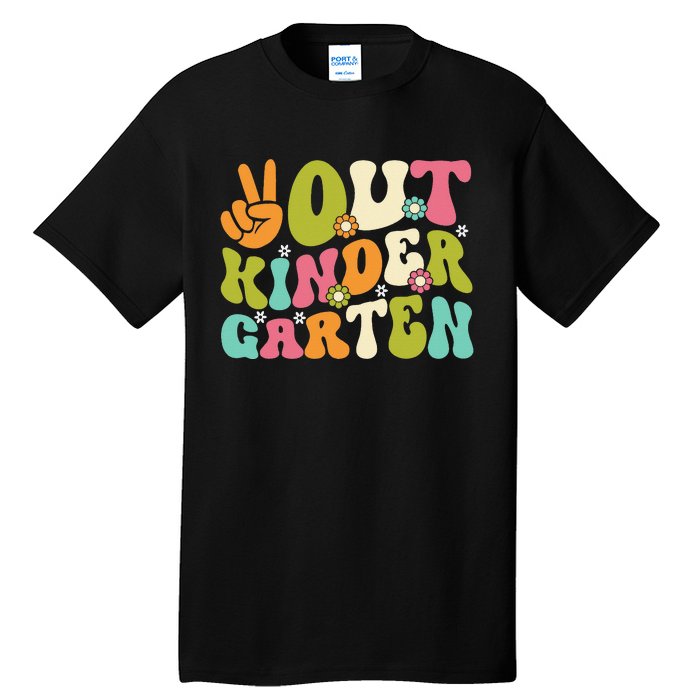 Groovy Peace Out Kindergarten Teacher Last Day Of School Tall T-Shirt