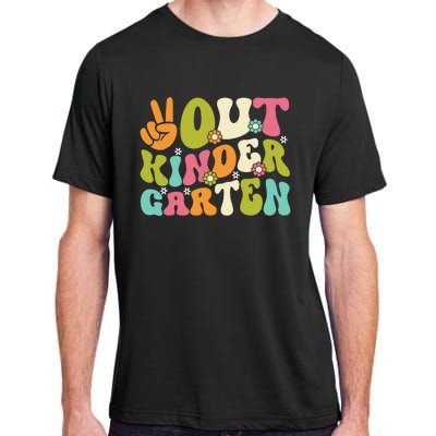 Groovy Peace Out Kindergarten Teacher Last Day Of School Adult ChromaSoft Performance T-Shirt