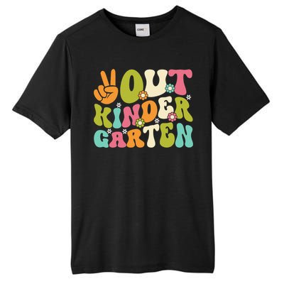 Groovy Peace Out Kindergarten Teacher Last Day Of School Tall Fusion ChromaSoft Performance T-Shirt