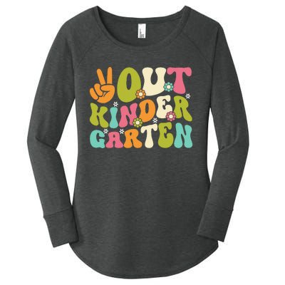 Groovy Peace Out Kindergarten Teacher Last Day Of School Women's Perfect Tri Tunic Long Sleeve Shirt