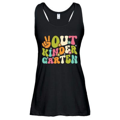 Groovy Peace Out Kindergarten Teacher Last Day Of School Ladies Essential Flowy Tank