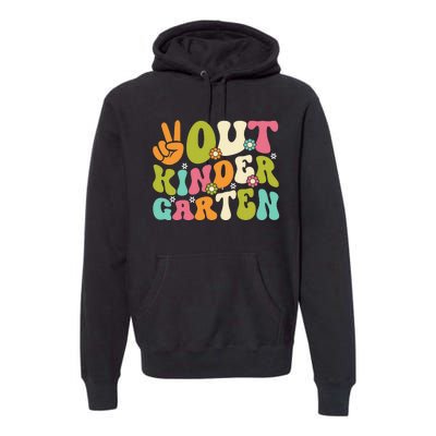 Groovy Peace Out Kindergarten Teacher Last Day Of School Premium Hoodie