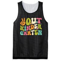 Groovy Peace Out Kindergarten Teacher Last Day Of School Mesh Reversible Basketball Jersey Tank