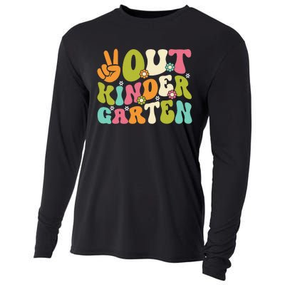 Groovy Peace Out Kindergarten Teacher Last Day Of School Cooling Performance Long Sleeve Crew