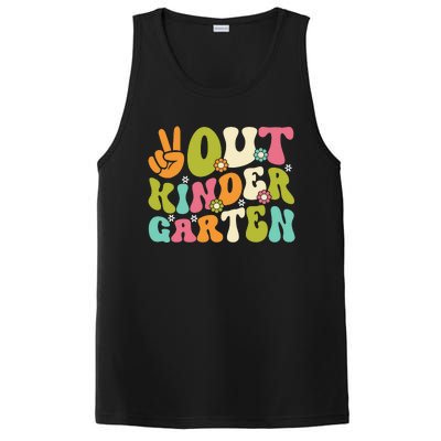 Groovy Peace Out Kindergarten Teacher Last Day Of School PosiCharge Competitor Tank