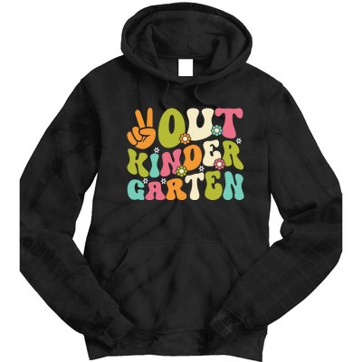 Groovy Peace Out Kindergarten Teacher Last Day Of School Tie Dye Hoodie