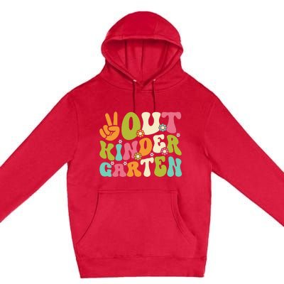 Groovy Peace Out Kindergarten Teacher Last Day Of School Premium Pullover Hoodie