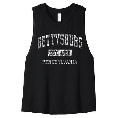 Gettysburg Pennsylvania Pa Vintage Established Sports Women's Racerback Cropped Tank